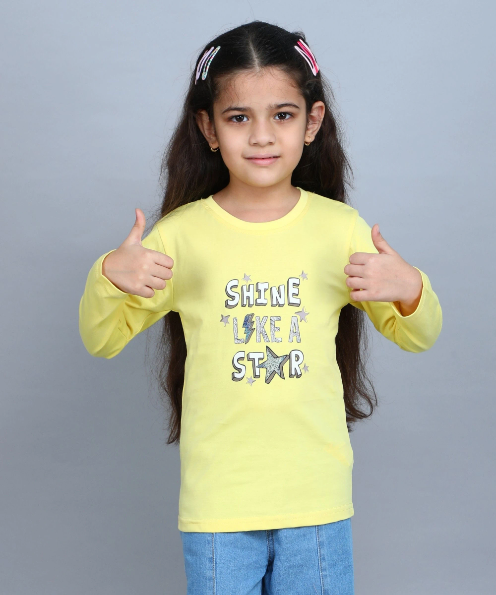 Nexgen Girls - Girl's Printed Casual T-Shirt - Yellow