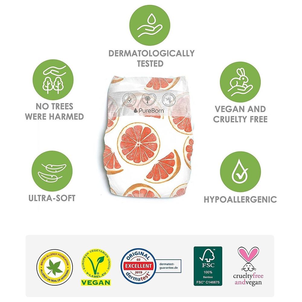 Pureborn Organic Baby Diapers - Up To 5 Kg - S1 - 68pcs