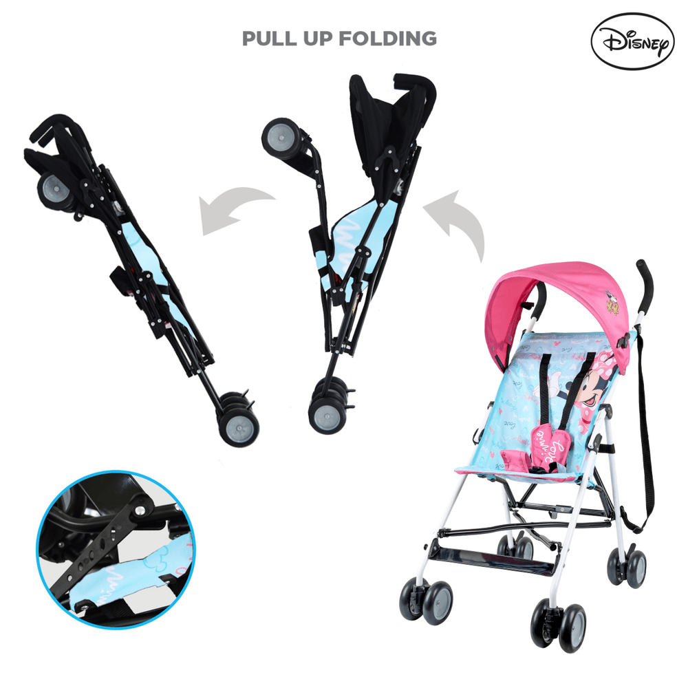 Disney - Minnie Mouse Lightweight Travel Stroller - Teal/Pink