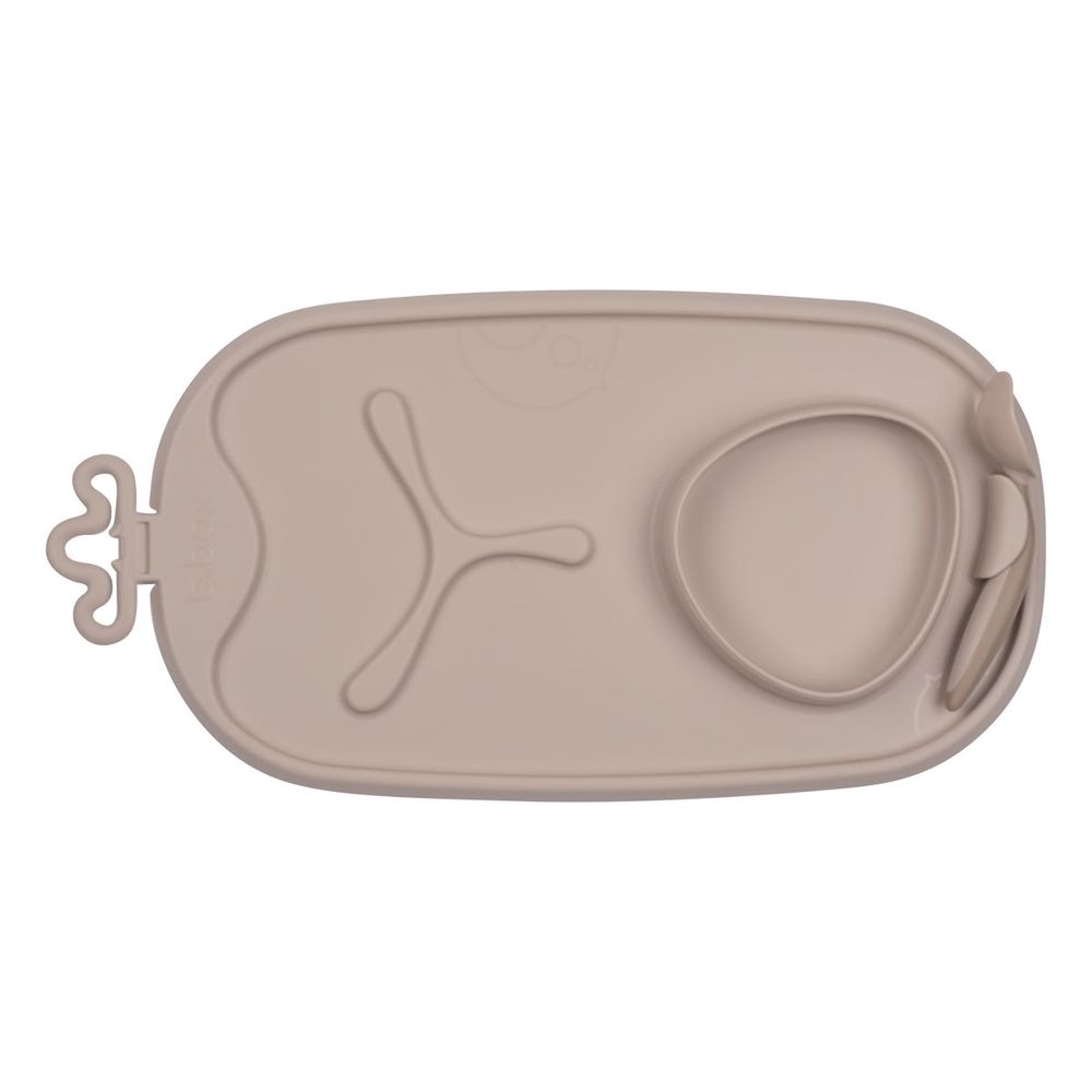 B.box Roll Plus Go Mealtime Mat With Deep Scooped Spoon - Latte