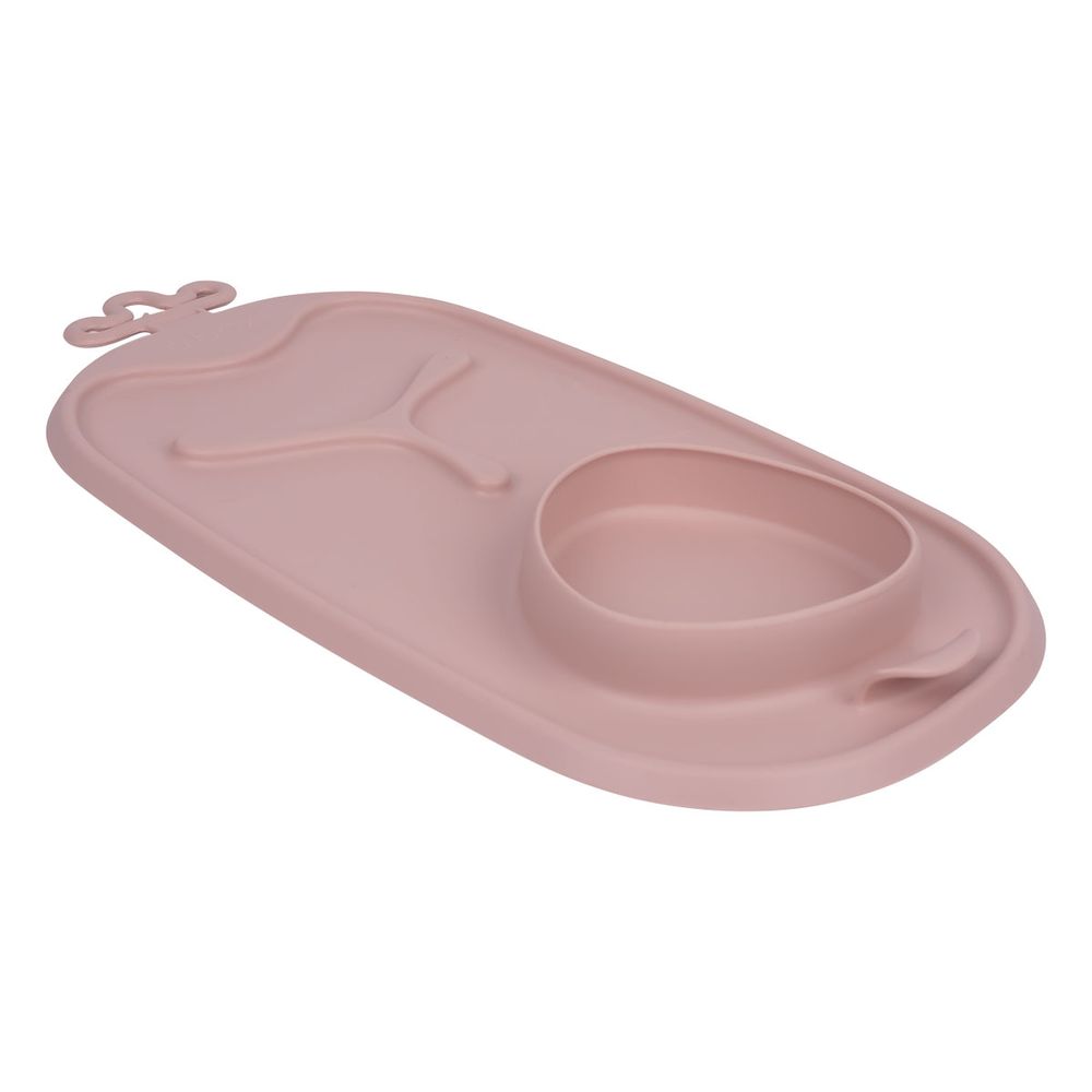 B.box - Roll Plus Go Mealtime Mat With Deep Scooped Spoon - Blush