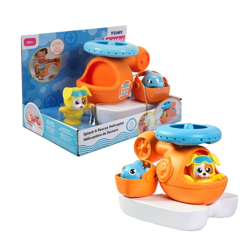 Tomy Toomies - Splash & Rescue Helicopter Bath Toy - Orange