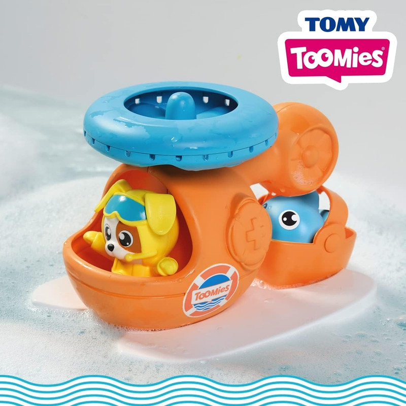 Tomy Toomies - Splash & Rescue Helicopter Bath Toy - Orange