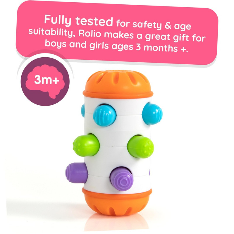Fat Brain Toys - Rolio - Sensory Toys for Infant Development, Rolling Peg Toy