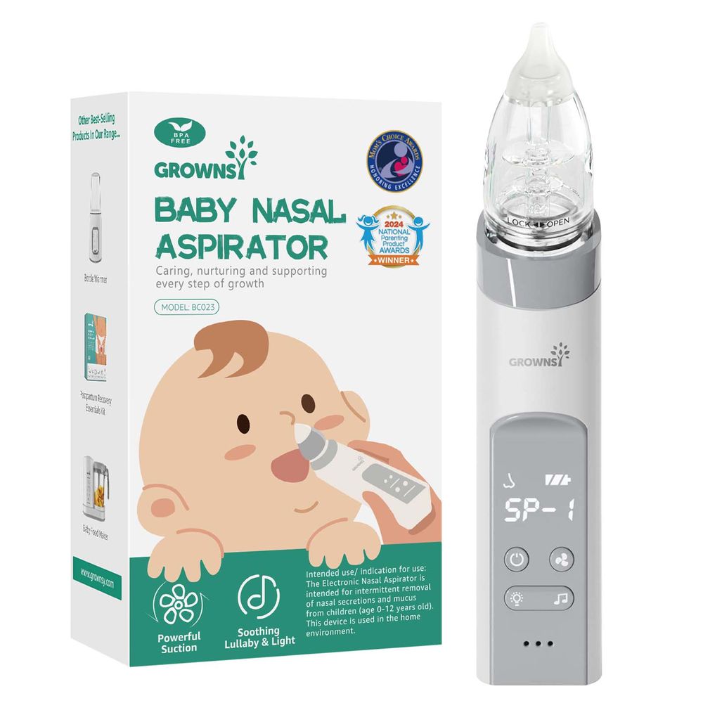 Grownsy - Baby Nasal Aspirator Electric with Automatic Cleaning - White