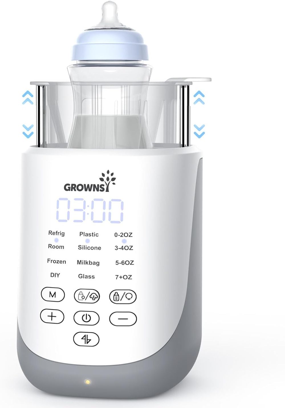 Grownsy - Fast Baby Bottle Warmer with Smart Auto-Lift and Night Light