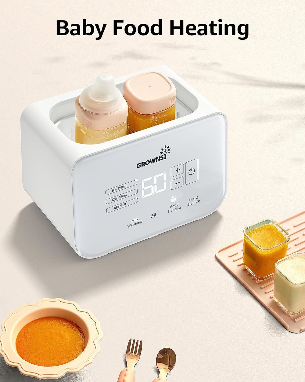 Grownsy - Multi Function Bottle Warmer for Breast Milk / Formula with Temp Timer Control 
