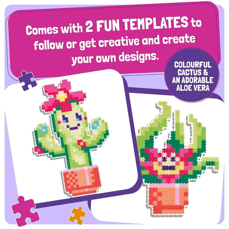 Fat Brain Toys - Jixelz Smiley Succulents Micro Puzzle Kit - Multicolor - 750 Pcs