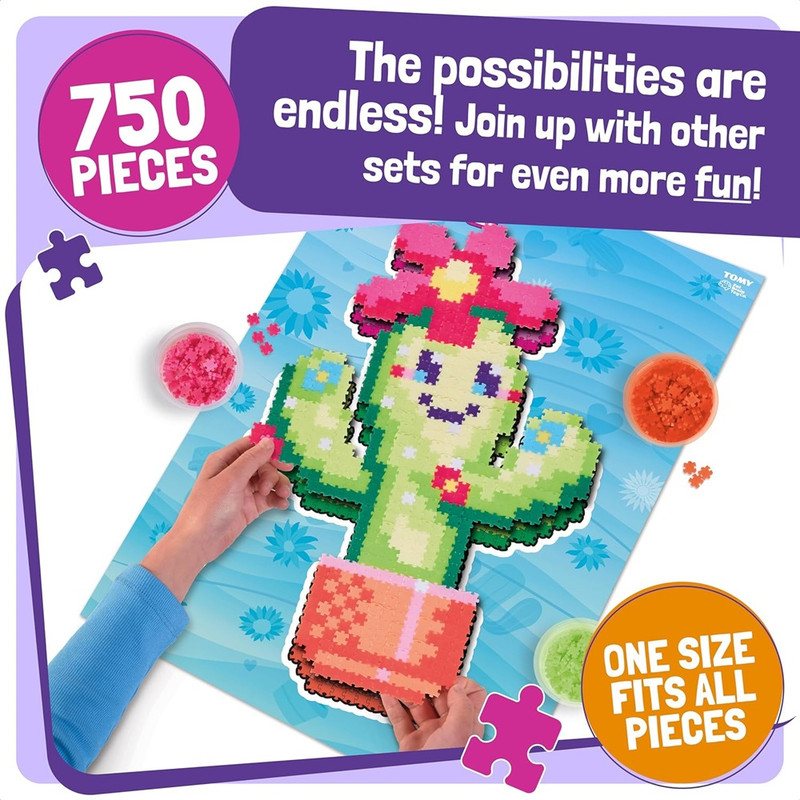 Fat Brain Toys - Jixelz Smiley Succulents Micro Puzzle Kit - Multicolor - 750 Pcs