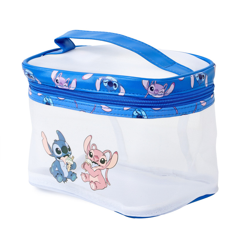 Disney - Stitch Mesh Quadrate Barrel Makeup Bag - White