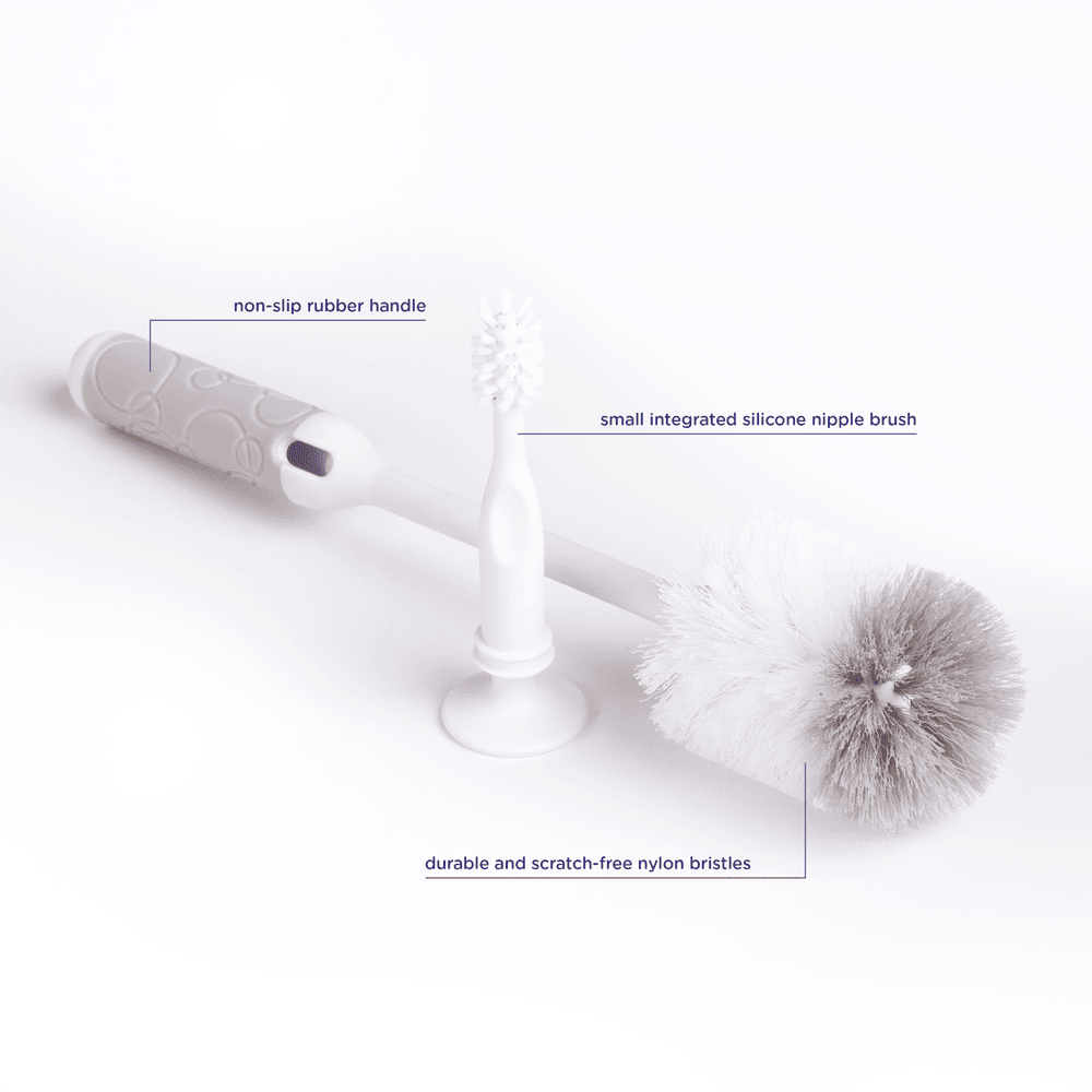 Ubbi - 2-in-1 Single Bottle Brush - Grey/White