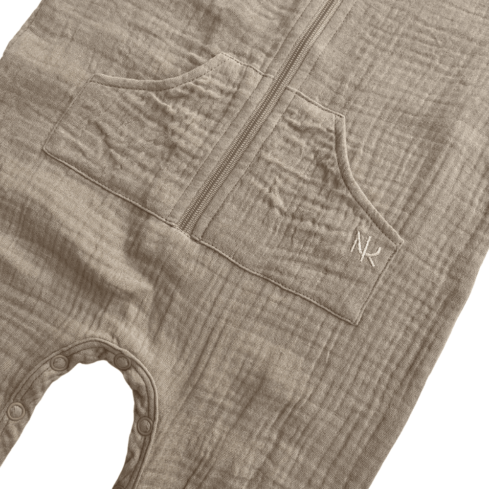 Next of Kin - Orian Muslin Zippy Jumpsuit - Biscuit