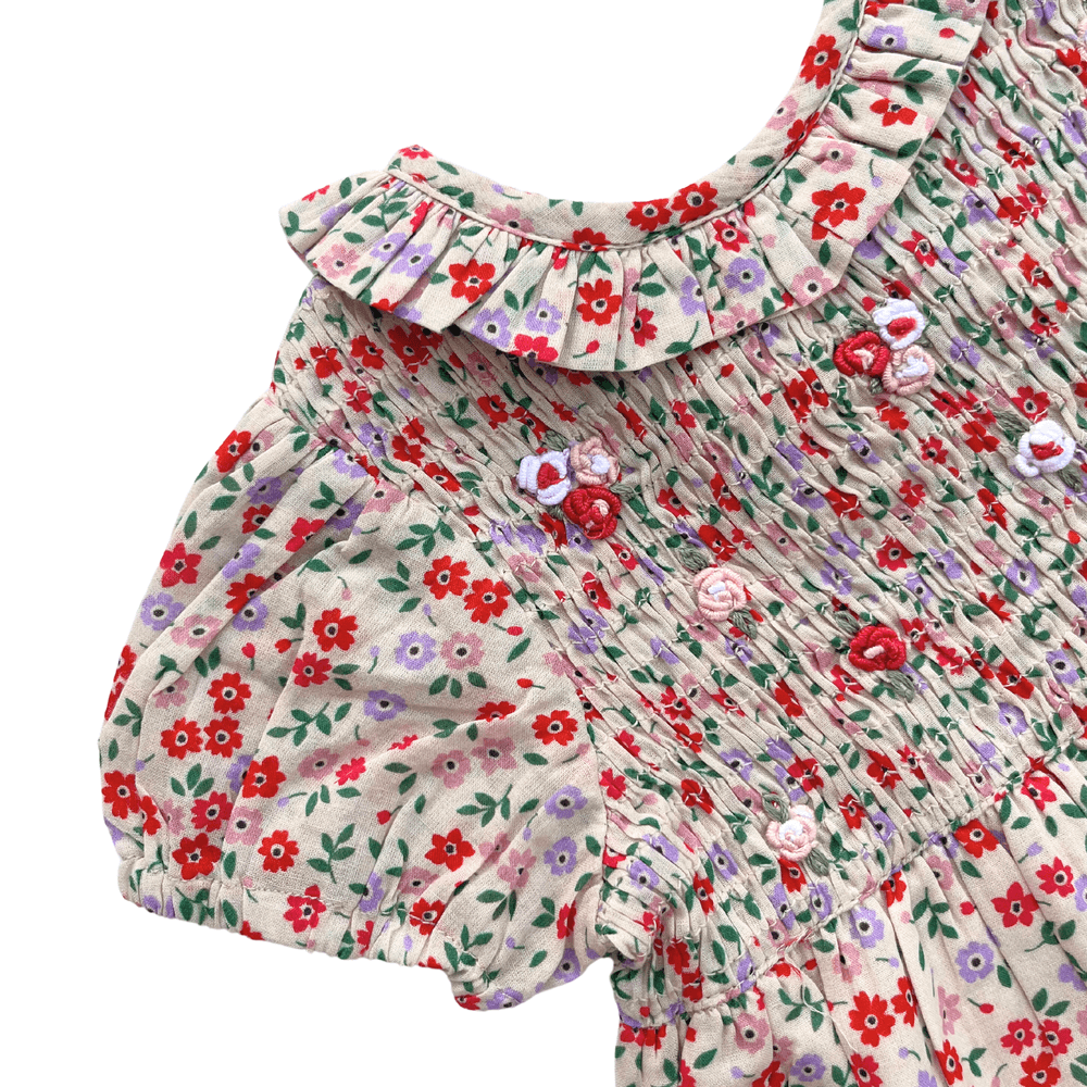 Next of Kin - Lilah Smocked Embroidered Dress - Floral