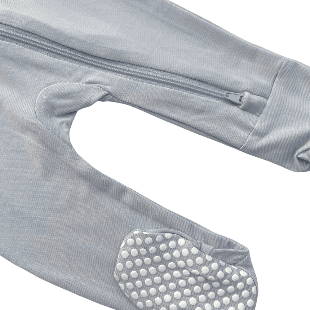 Next of Kin - Elliot Essential Zippy Peter Pan Collar Bamboo Onesie - Grey