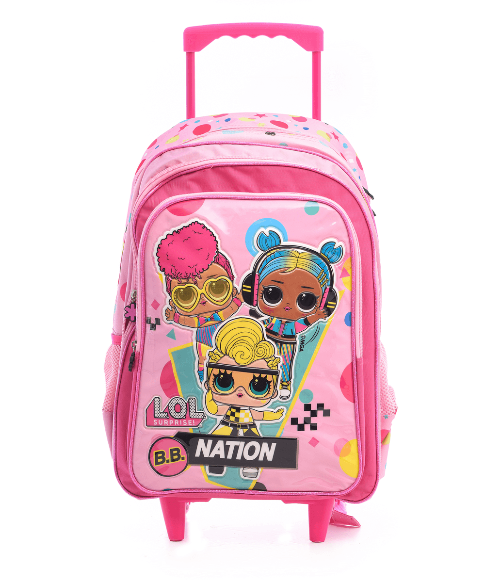L.O.L. Surprise! - School Trolley Bag - 18-inch With Lunch Bag And Pencil Case - Pink - 3pcs