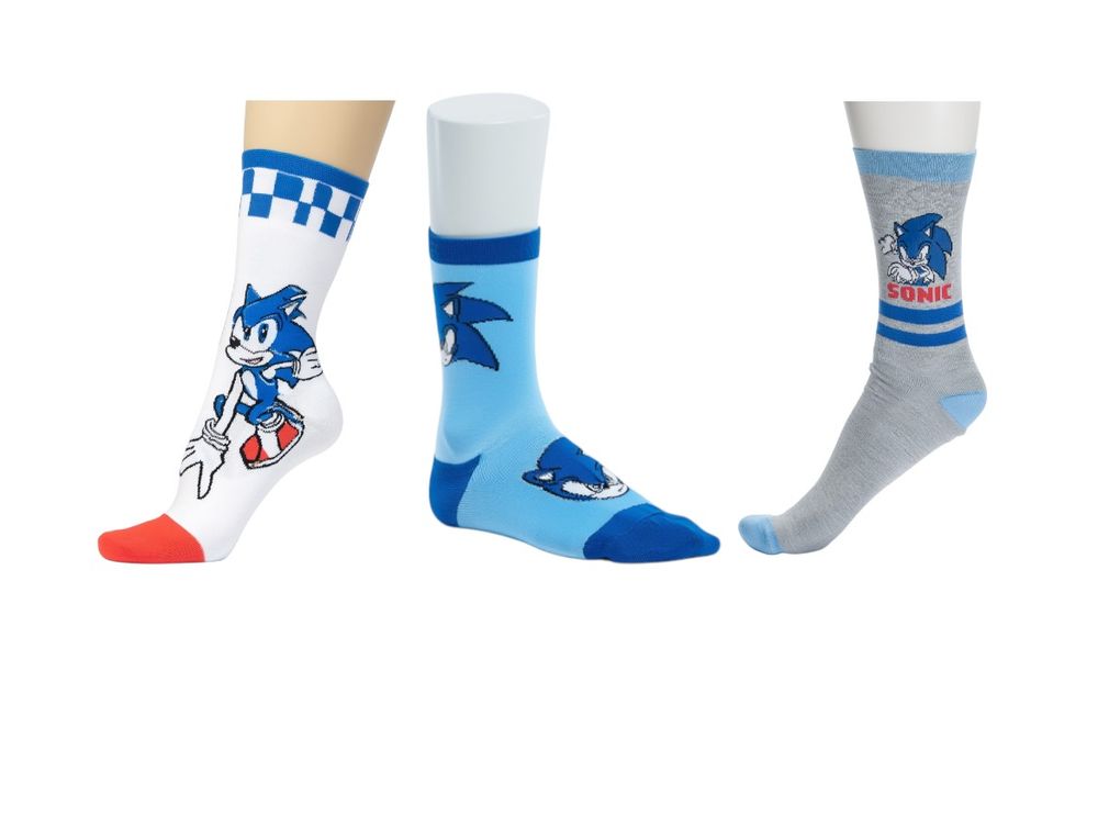 Sonic 3pc-Set - Boy's Anklet Socks - Grey/Blue/White