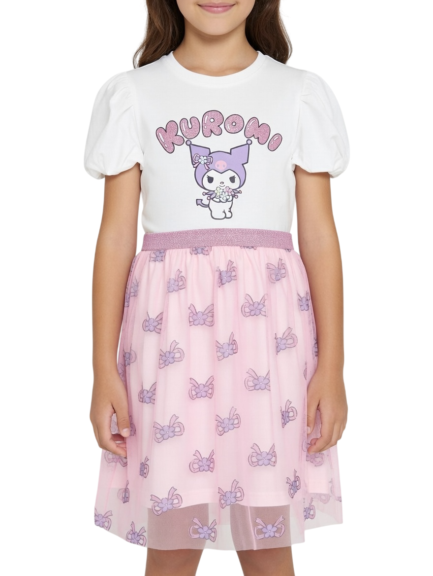 KUROMI - Printed Tulle Dress - White