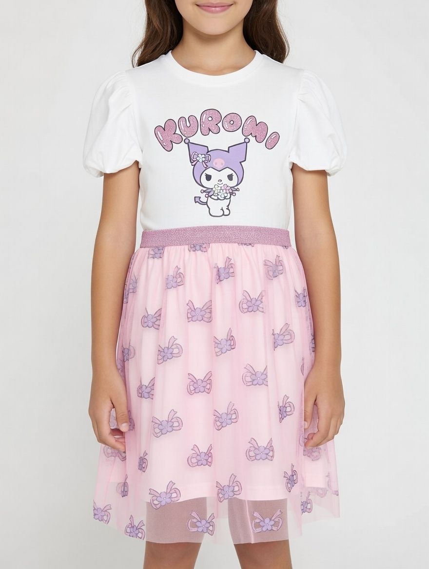 KUROMI - Printed Tulle Dress - White