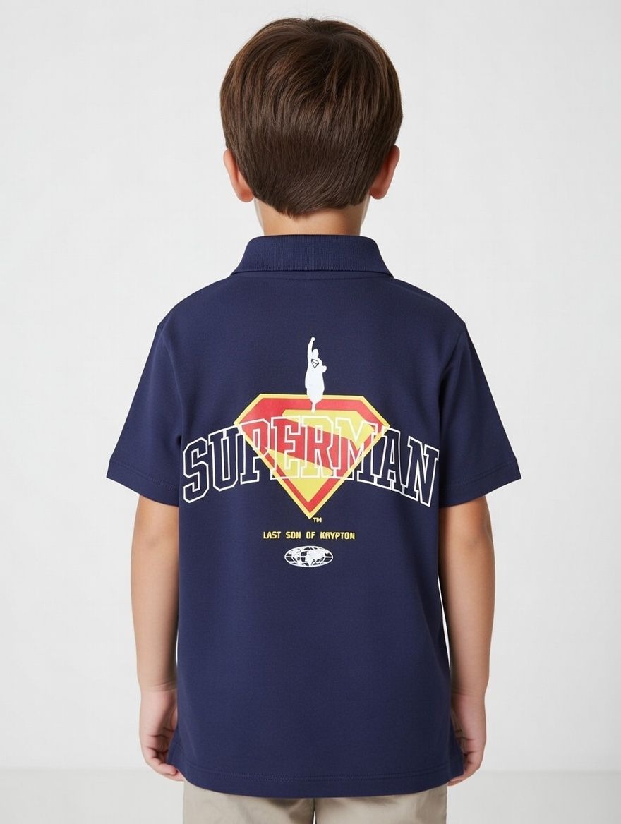 Superman - Boy's Polo T-Shirt - Navy