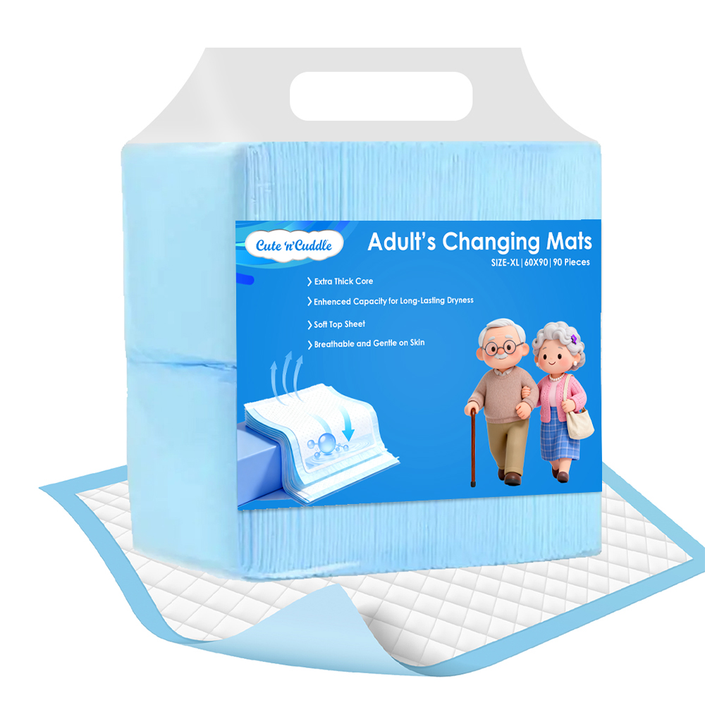 Cute 'n' Cuddle - Adult Disposable Bed Pads - Blue - 60 x 90 cm - Pack Of 90