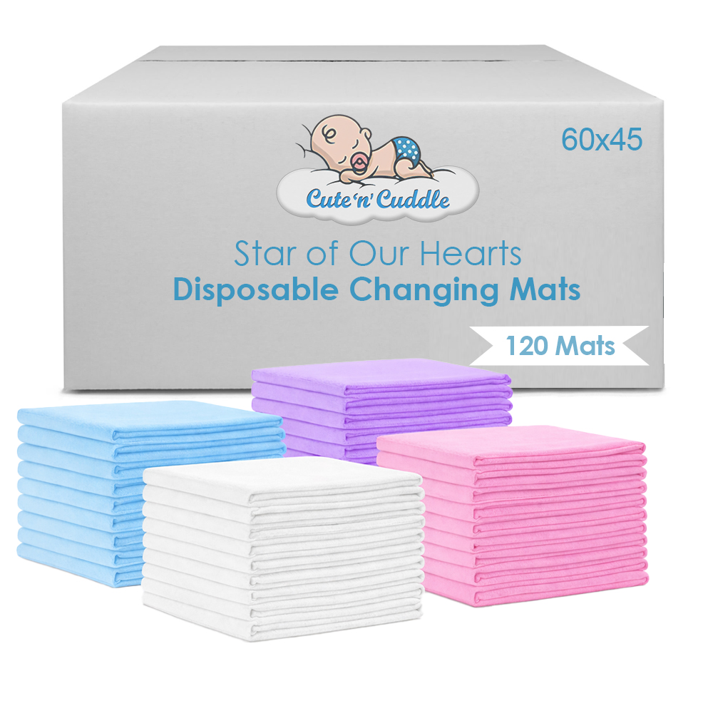 Cute 'n' Cuddle - Baby Disposable Changing Mats Pack of 120 - Multicolor