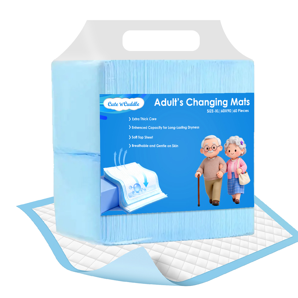 Cute 'n' Cuddle - Adult Disposable Bed Pads - Blue - 60 x 90 cm - Pack Of 60