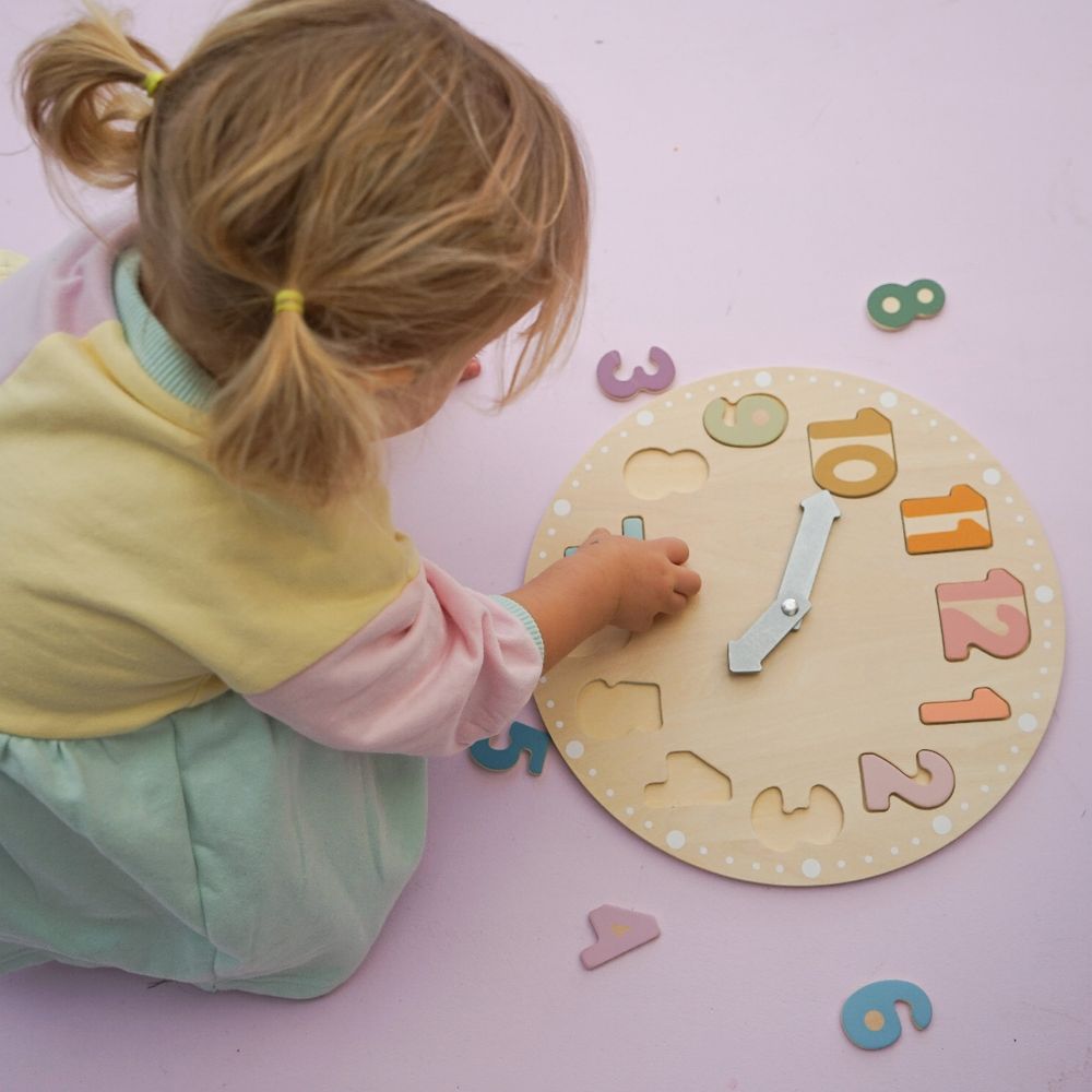 Jabadabado Wooden Puzzle Clock Learning Toy - Natural