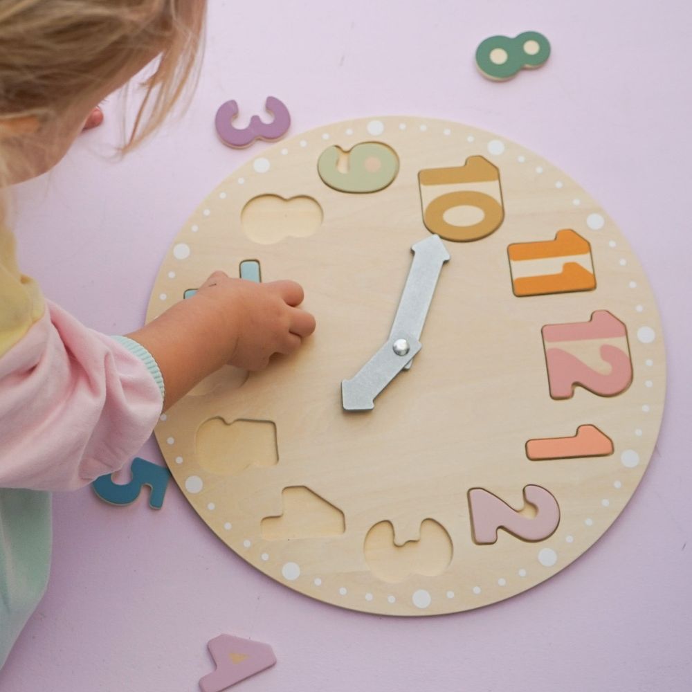 Jabadabado Wooden Puzzle Clock Learning Toy - Natural