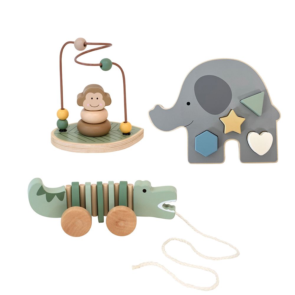 Jabadabado Wooden Toy Gift Set - Safari - 3 Pcs