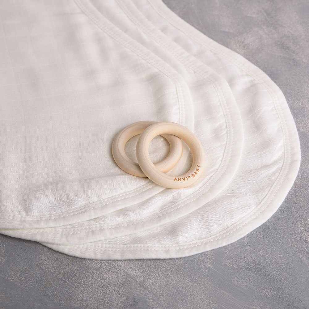 Anvi Baby - Organic Burp & Bib Cloth Pack Of 3 - White