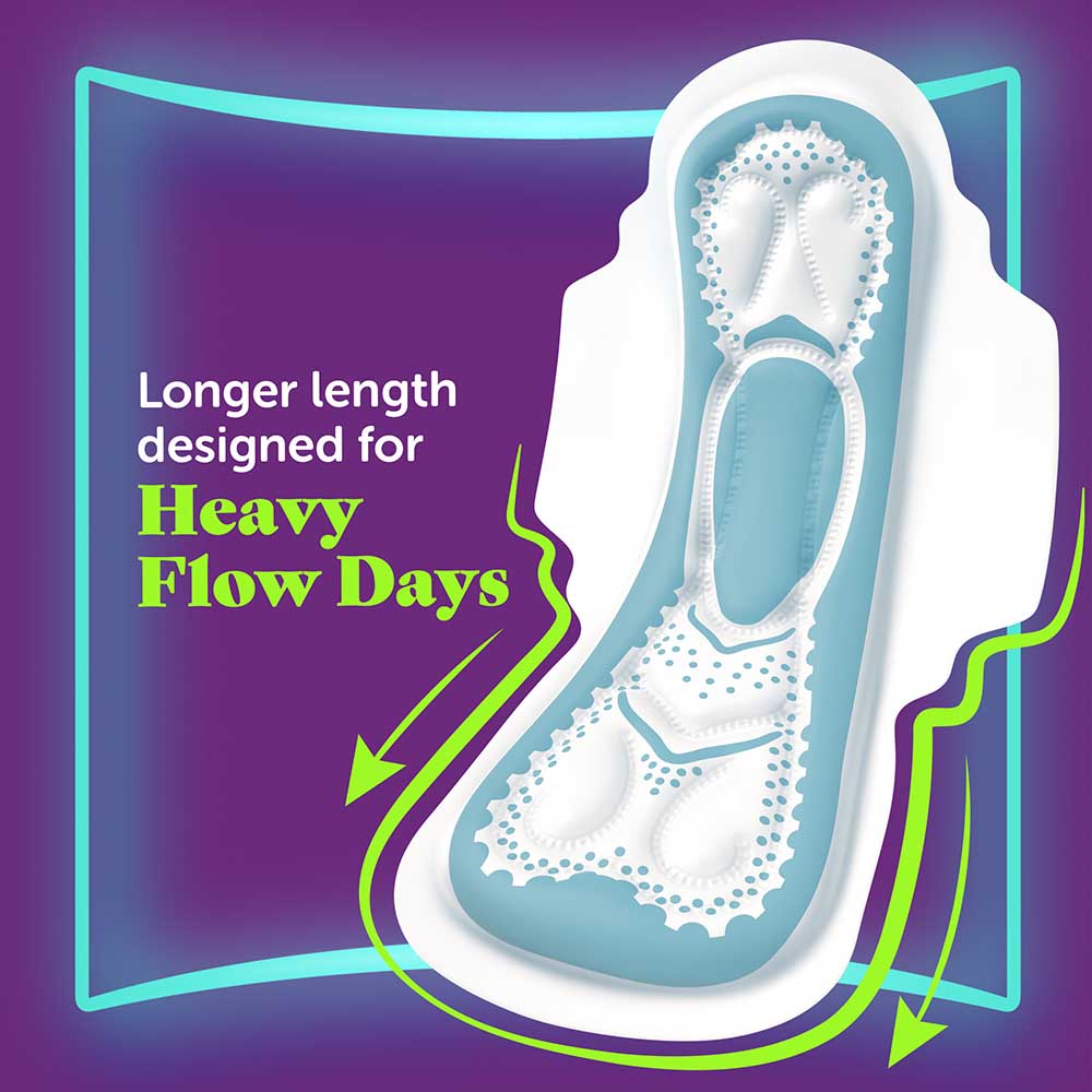 Always Cool & Dry No Heat Feel, Maxi Thick, Large Sanitary Pads with Wings, 10Pcs