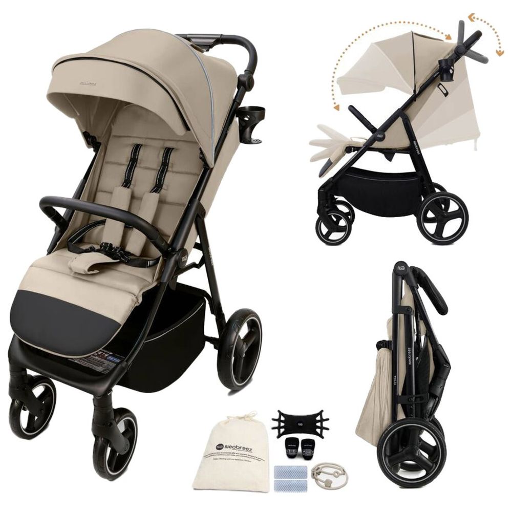 Neobreez - Tetra Lightweight Pushchair Stroller W/ Cup Holder 0-4Yrs - Beige