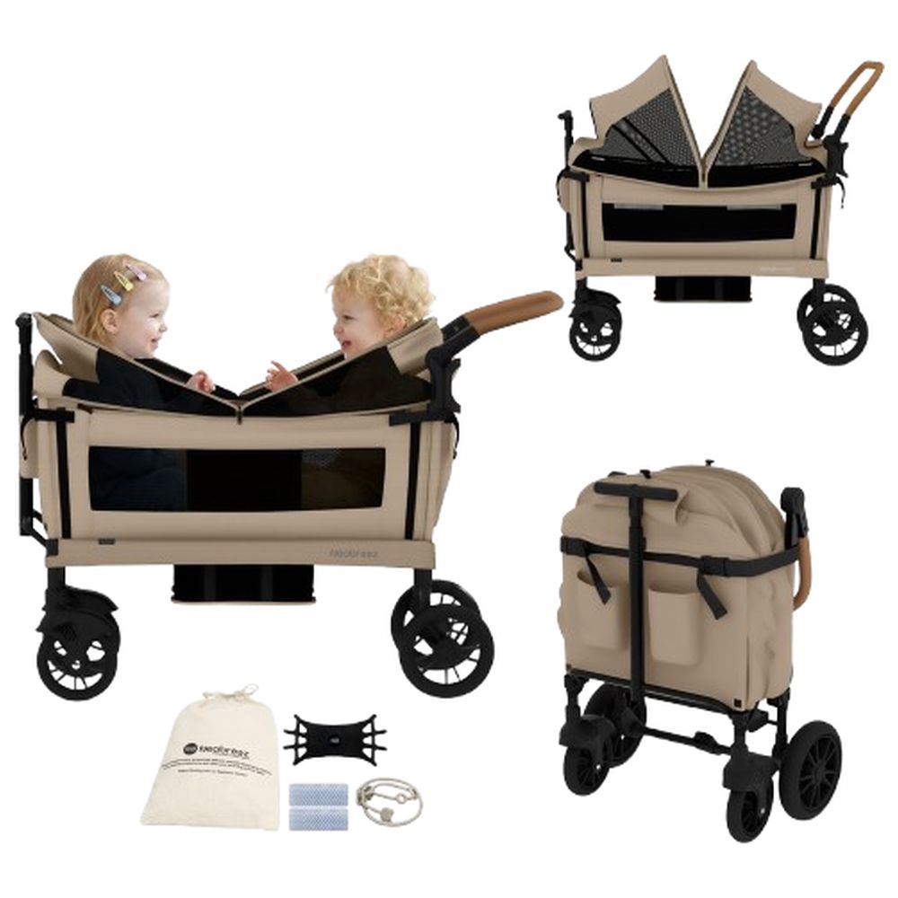 Neobreez - ADVI Wagon Stroller Double Stroller Push&Pull Foldable Twin Stroller - Beige