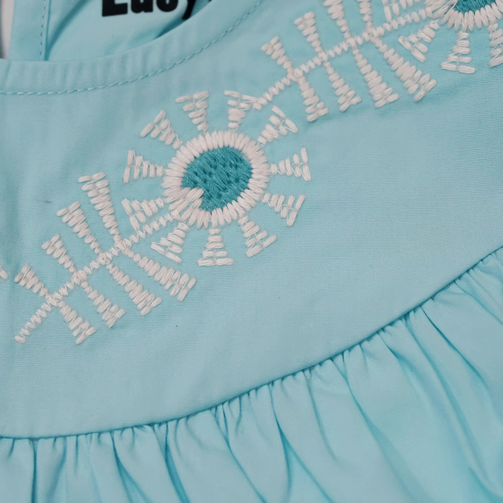 Lucy & Sam - Girl's Woven Embroidered Top - Blue