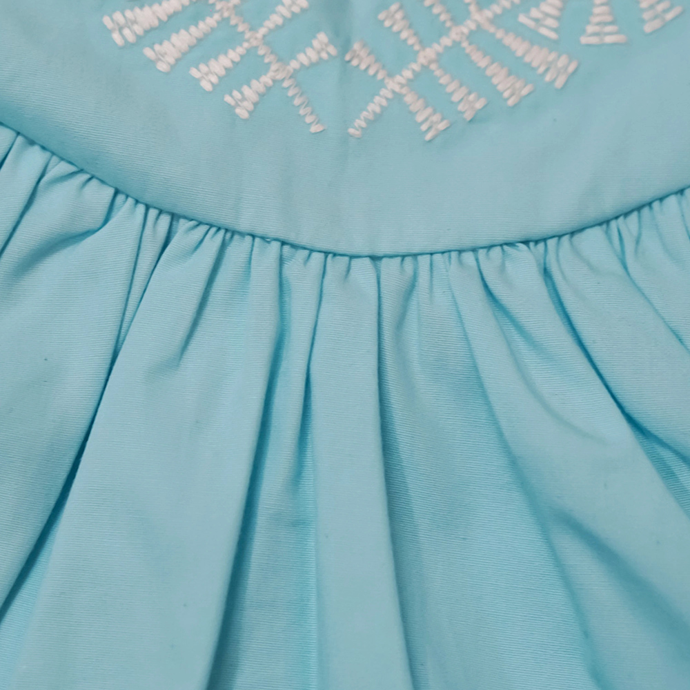 Lucy & Sam - Girl's Woven Embroidered Top - Blue