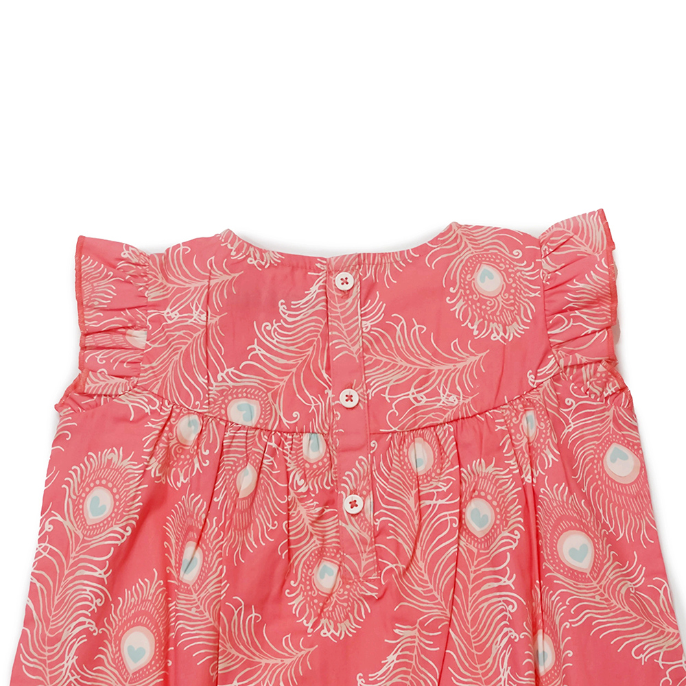 Lucy & Sam - Girl's Peacock Woven Dress - Pink