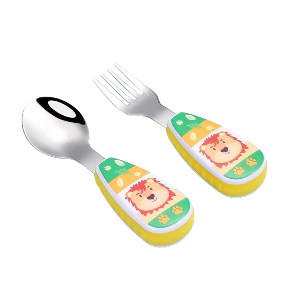 Doodle Kiddo Kids Cutlery Set With Case - Lion - 2pcs
