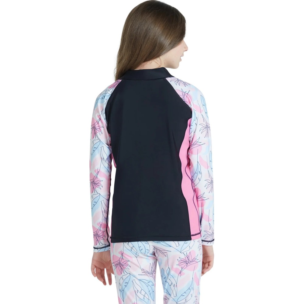 Coega Sunwear - Girl's Long Sleeves Rashguard - Nero Floral Drawings