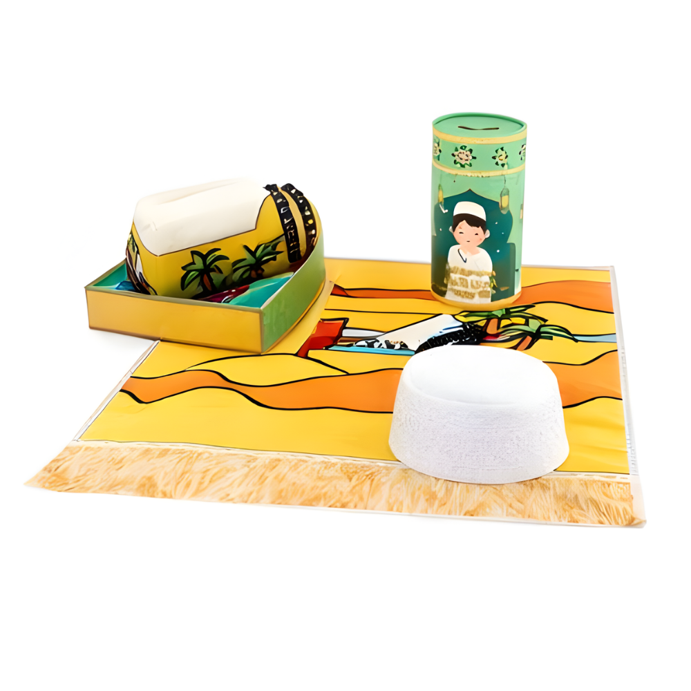 Brain Giggles - Boy's Islamic Prayer Gift Set - Green - 4 Pcs