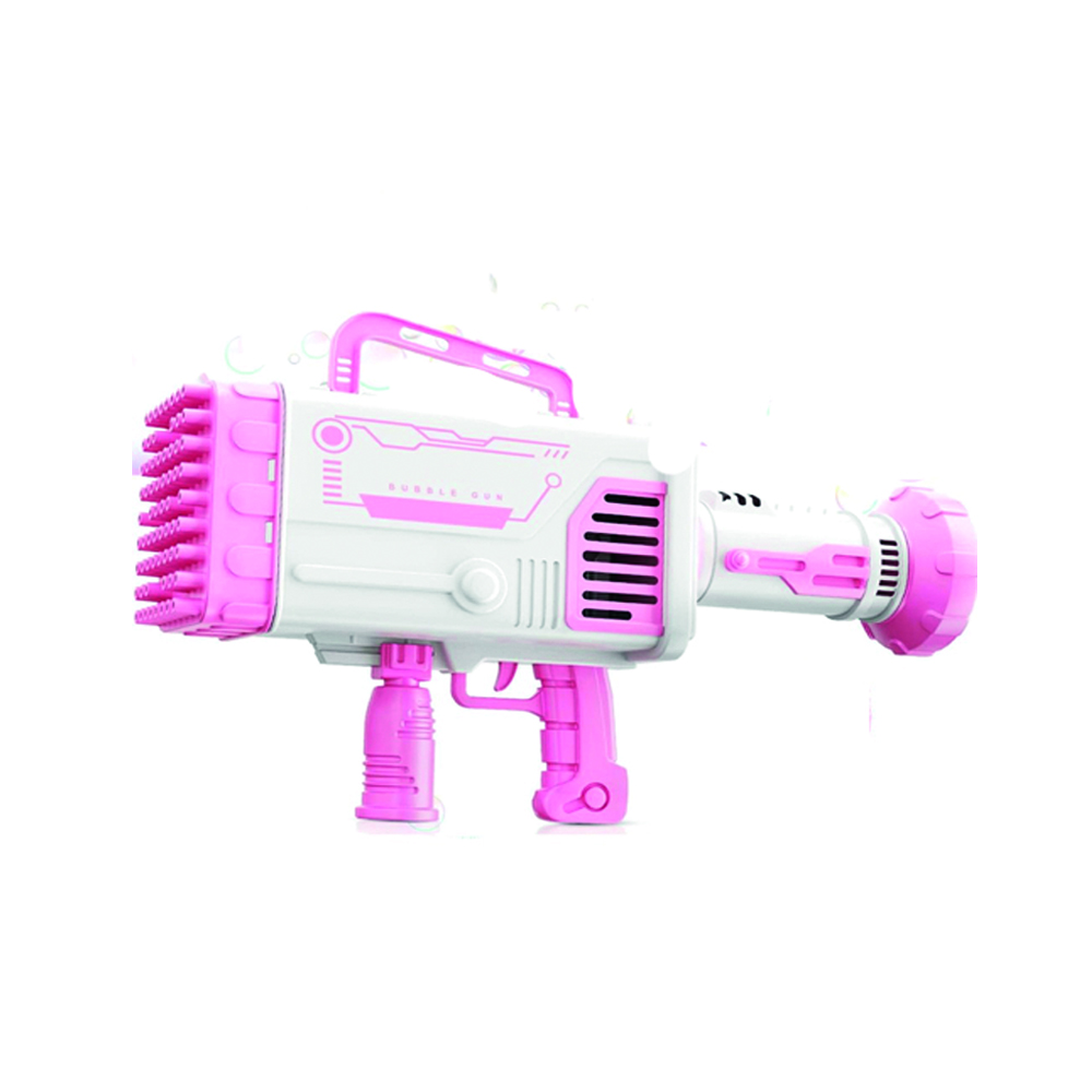 Brain Giggles - Electric Rocket Bubble Maker Gun With 64 Holes - Pink