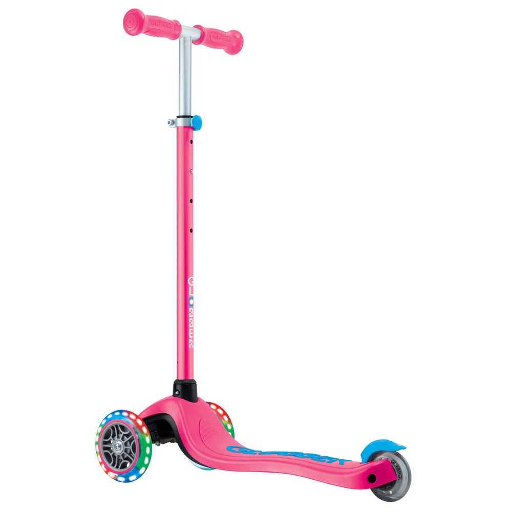 Globber - Primo Plus Lights 3-Wheel Manual Scooter - Fuchsia/Sky Blue