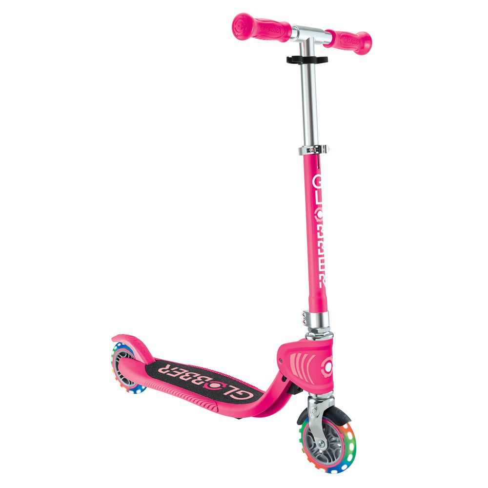 Globber - Flow Foldable Junior Lights Manual Scooter - Fuchsia