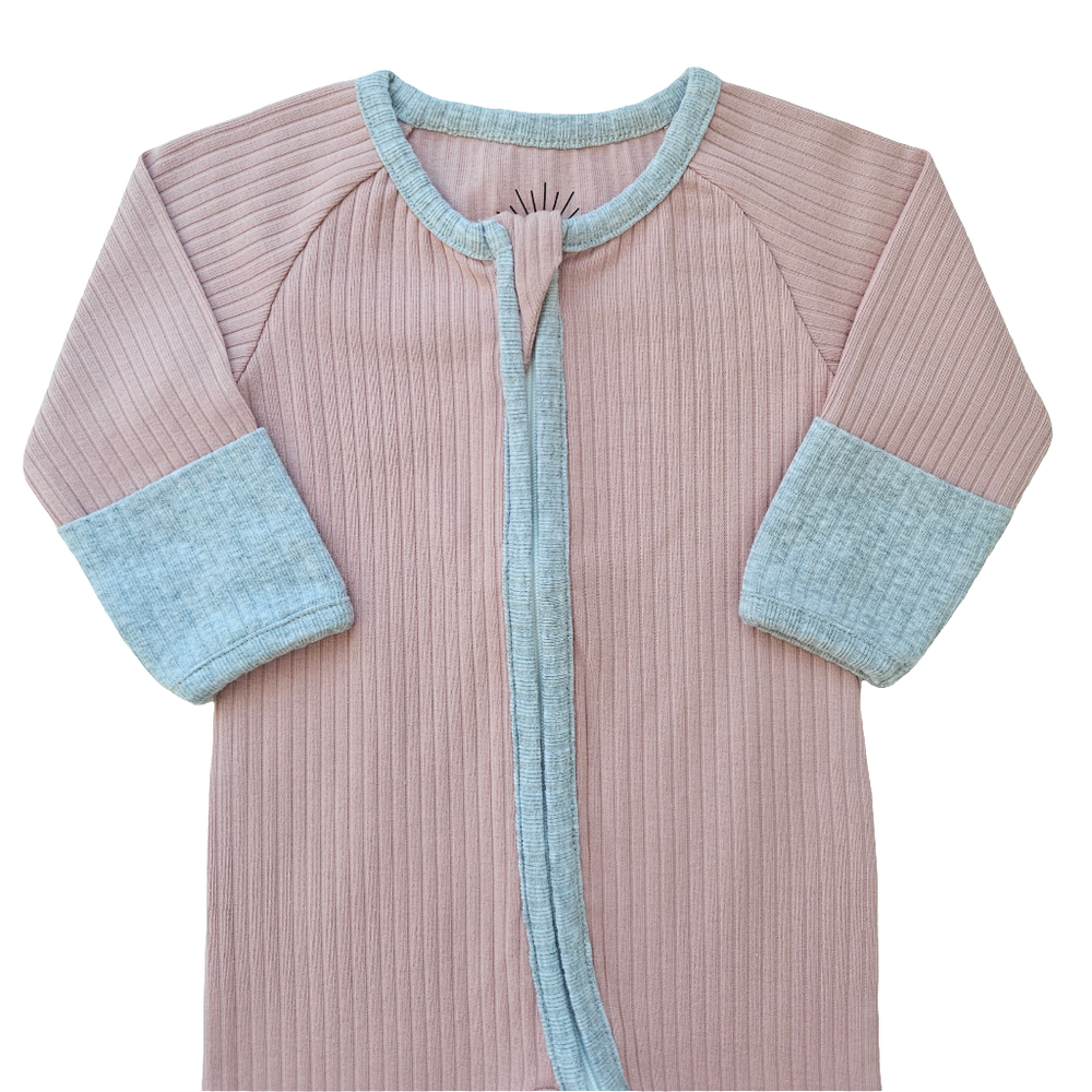 Issy & Lilo - Smart Zipper Organic Cotton Romper - Dusty Pink