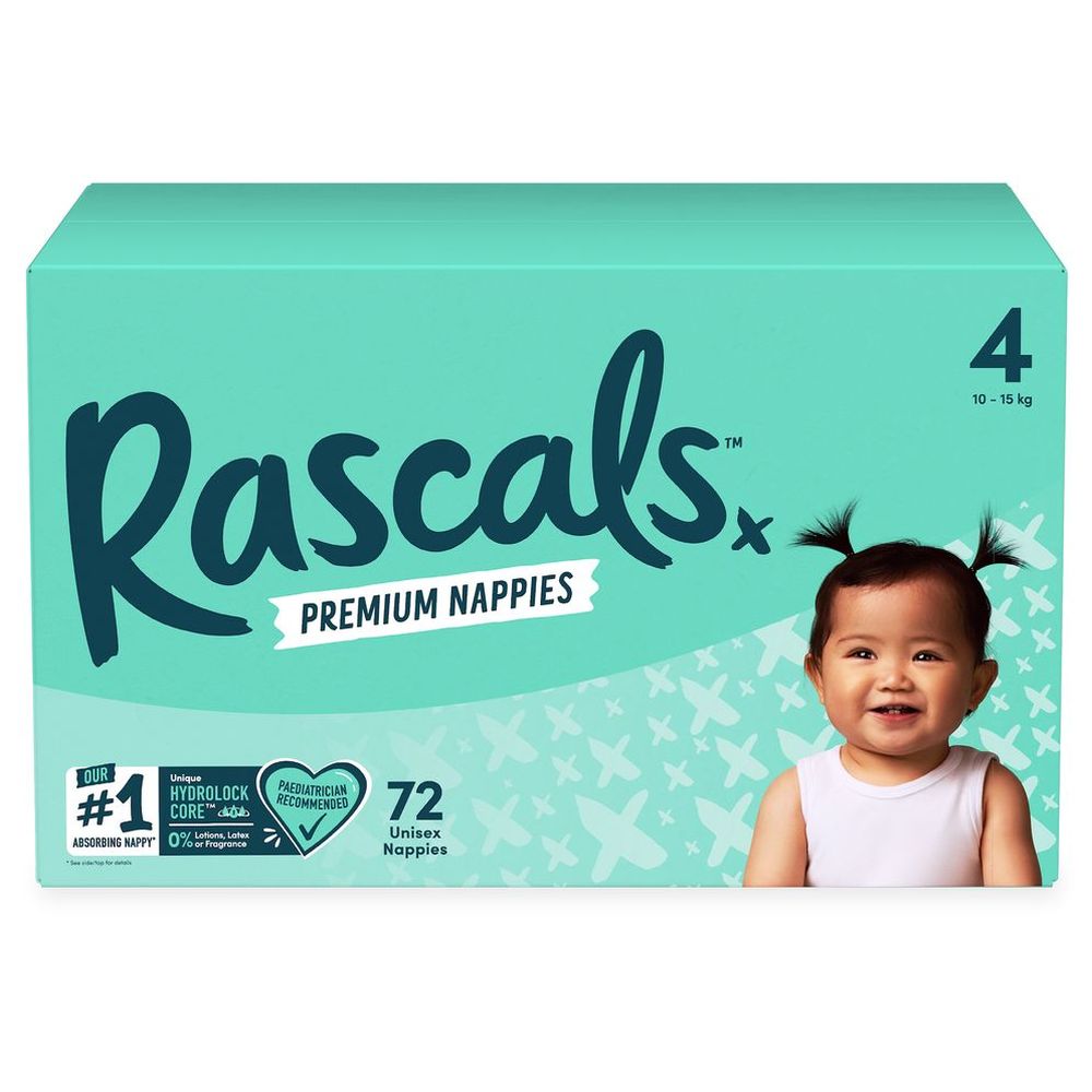 Rascals Premium Baby Diapers Jumbo Box - Size 4 - 10-15 kg - 72 Pcs