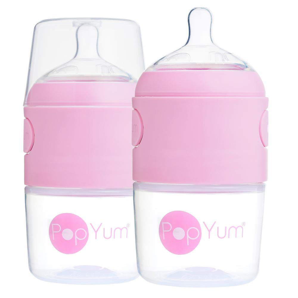PopYum - Anti-Colic Baby Bottles - Pack of 2 - Slow Flow - 150 ml - Pink