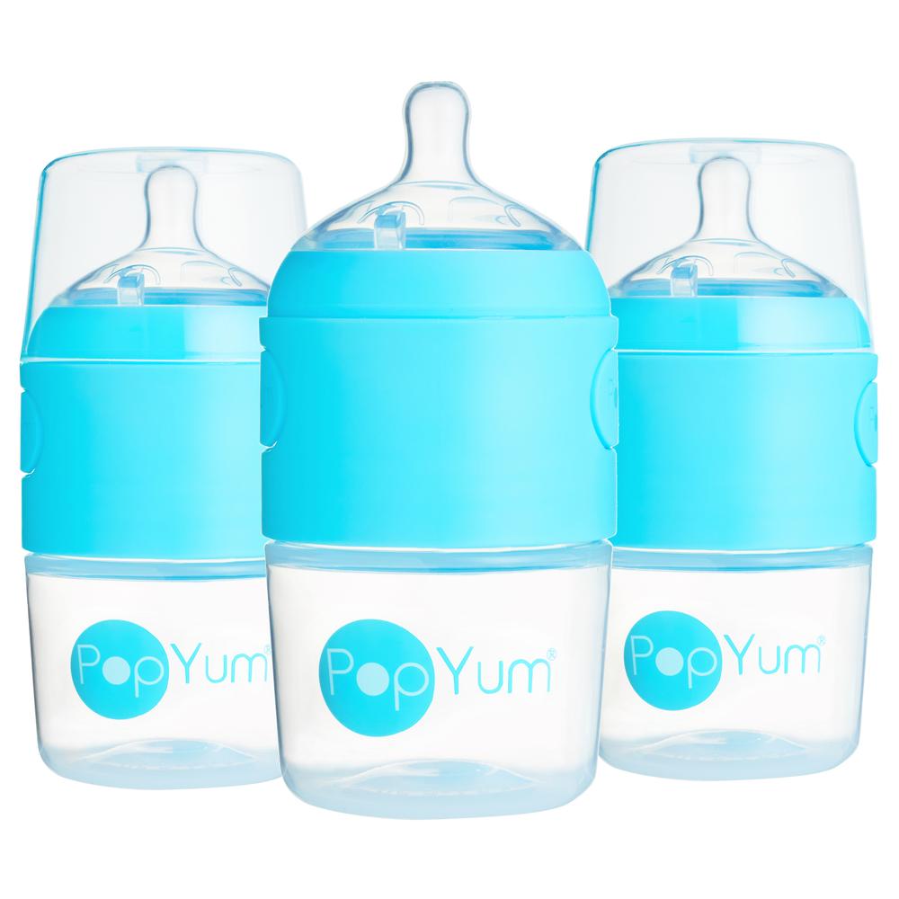 PopYum - Anti-Colic Baby Bottles - Pack of 3 - Slow Flow - 150 ml - Blue