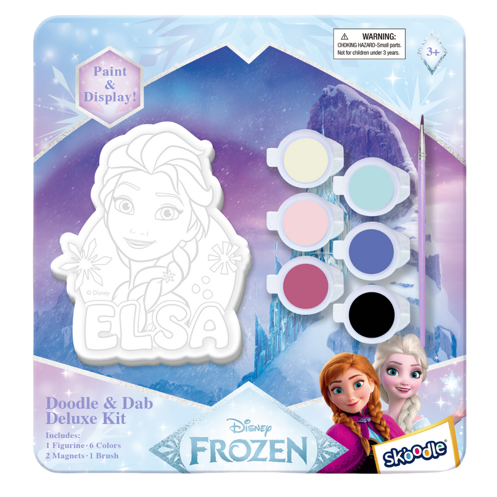 Disney - Princess Paint Your Own Elsa Figurine Kit - Doodle And Dab Deluxe Craft Set With Paint Brush And Magnets - Creative Activity For Kids 3 Years And Above