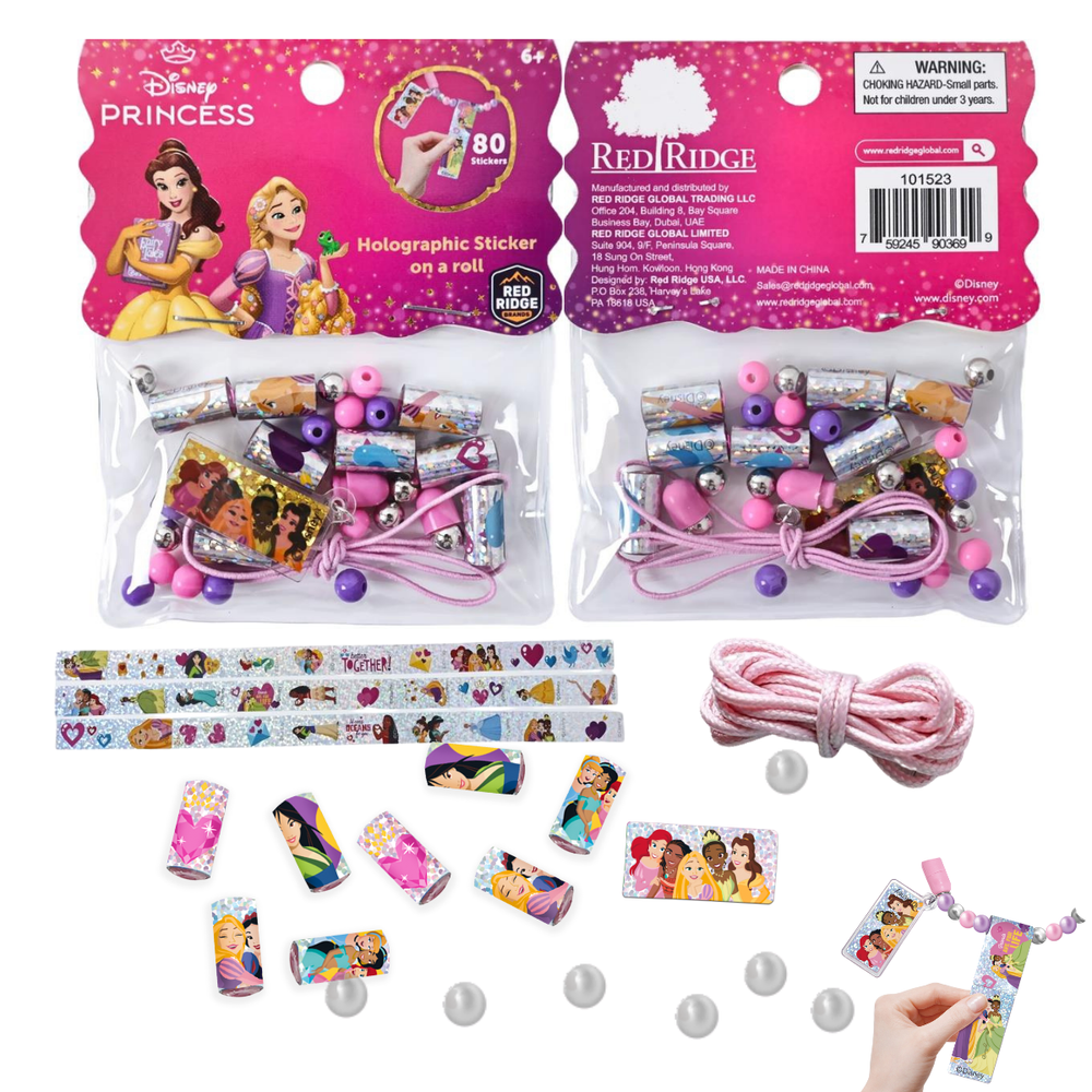 Disney - Princess Holographic Sticker On A Roll Bracelet Making Craft Set - Multicolor