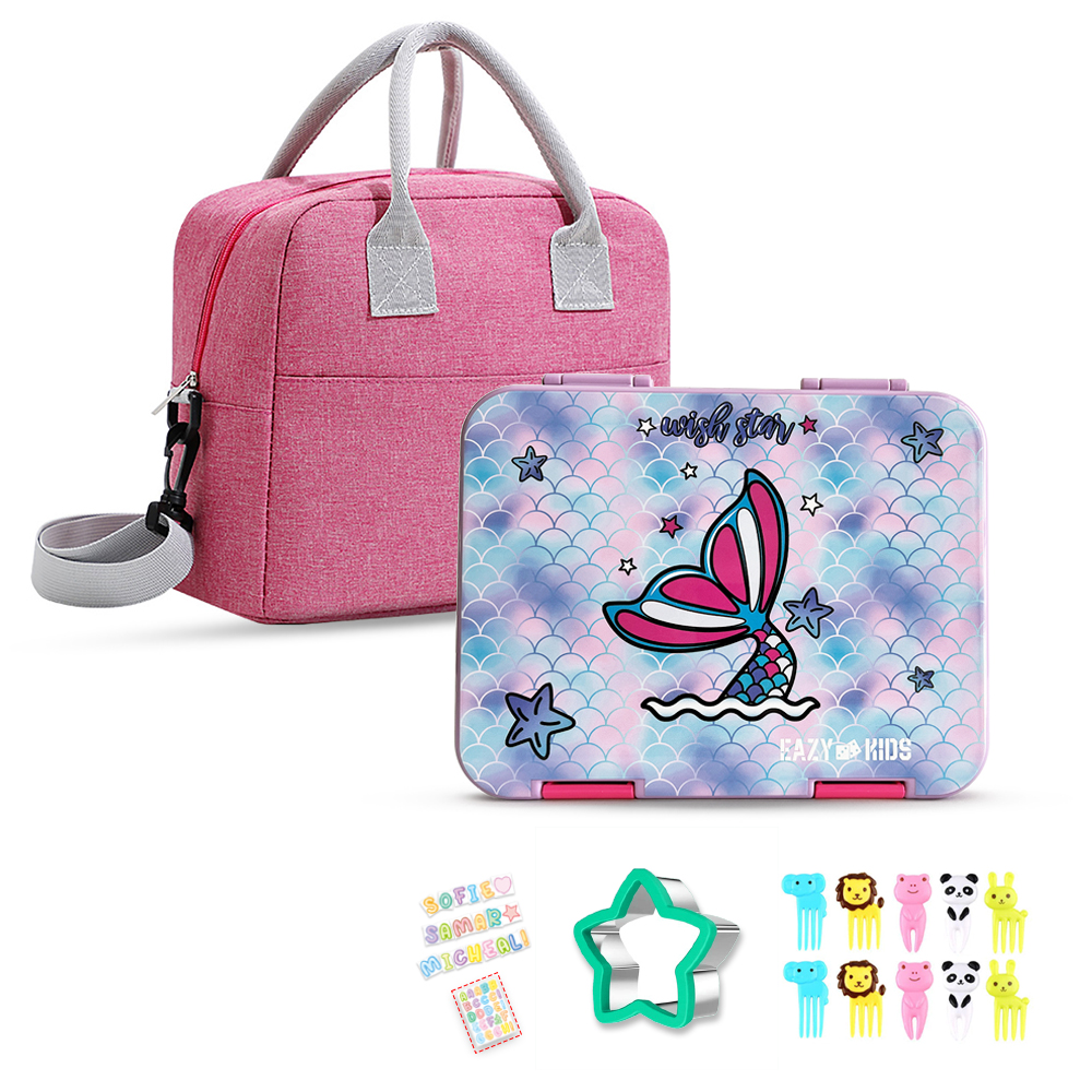 Eazy Kids - Bento Lunch Box And Bag with Accessory Set - Mermaid