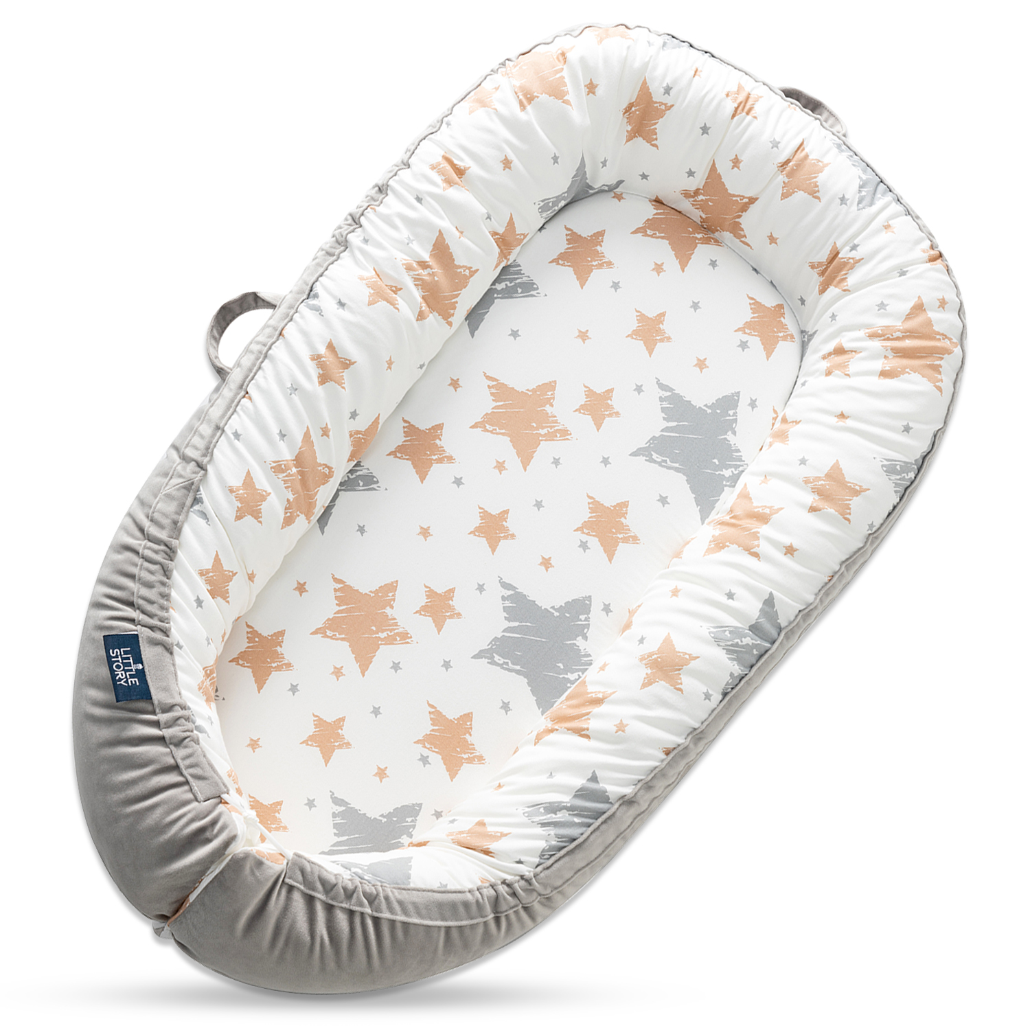 Little Story - Fiberfill Lounger Bed And Feeding Pillow With Slipcover Set - Galaxy